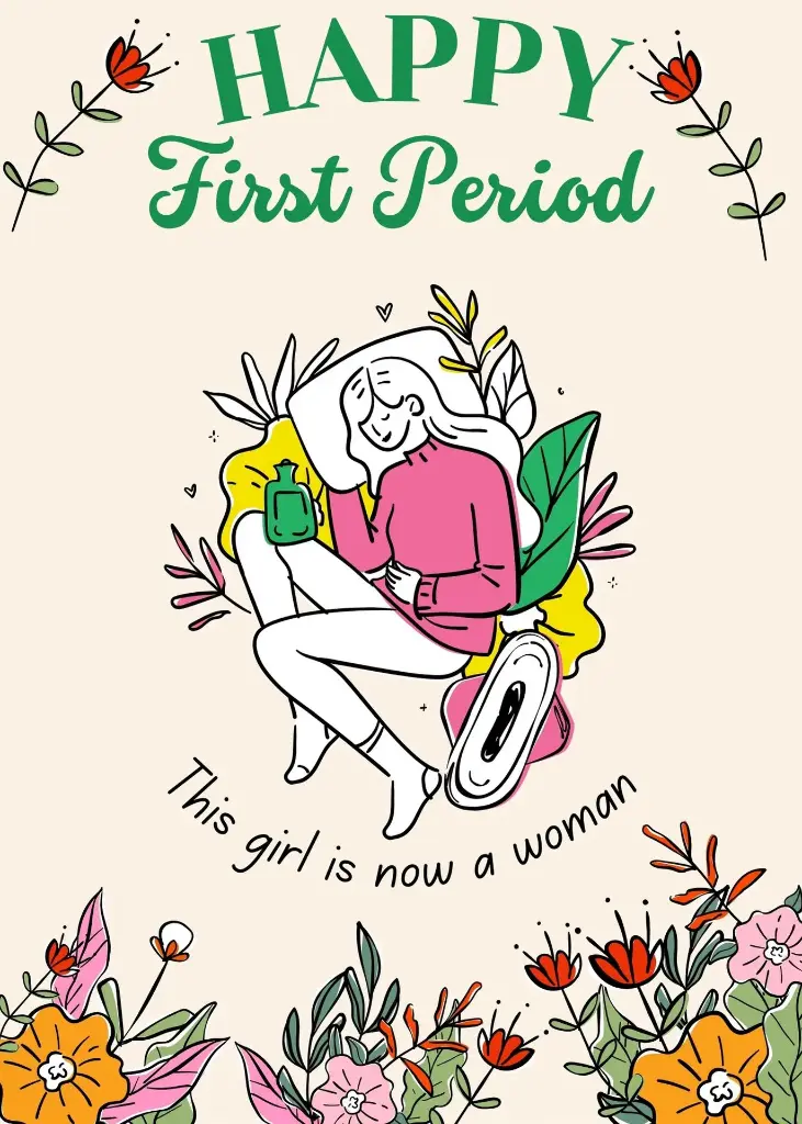 Happy First Period Card | For Her | Floral